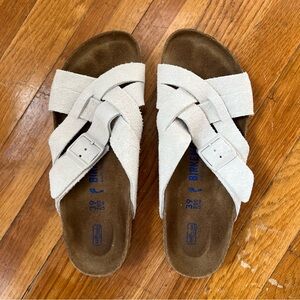 Birkenstock Lugano White Suede Leather Sandals